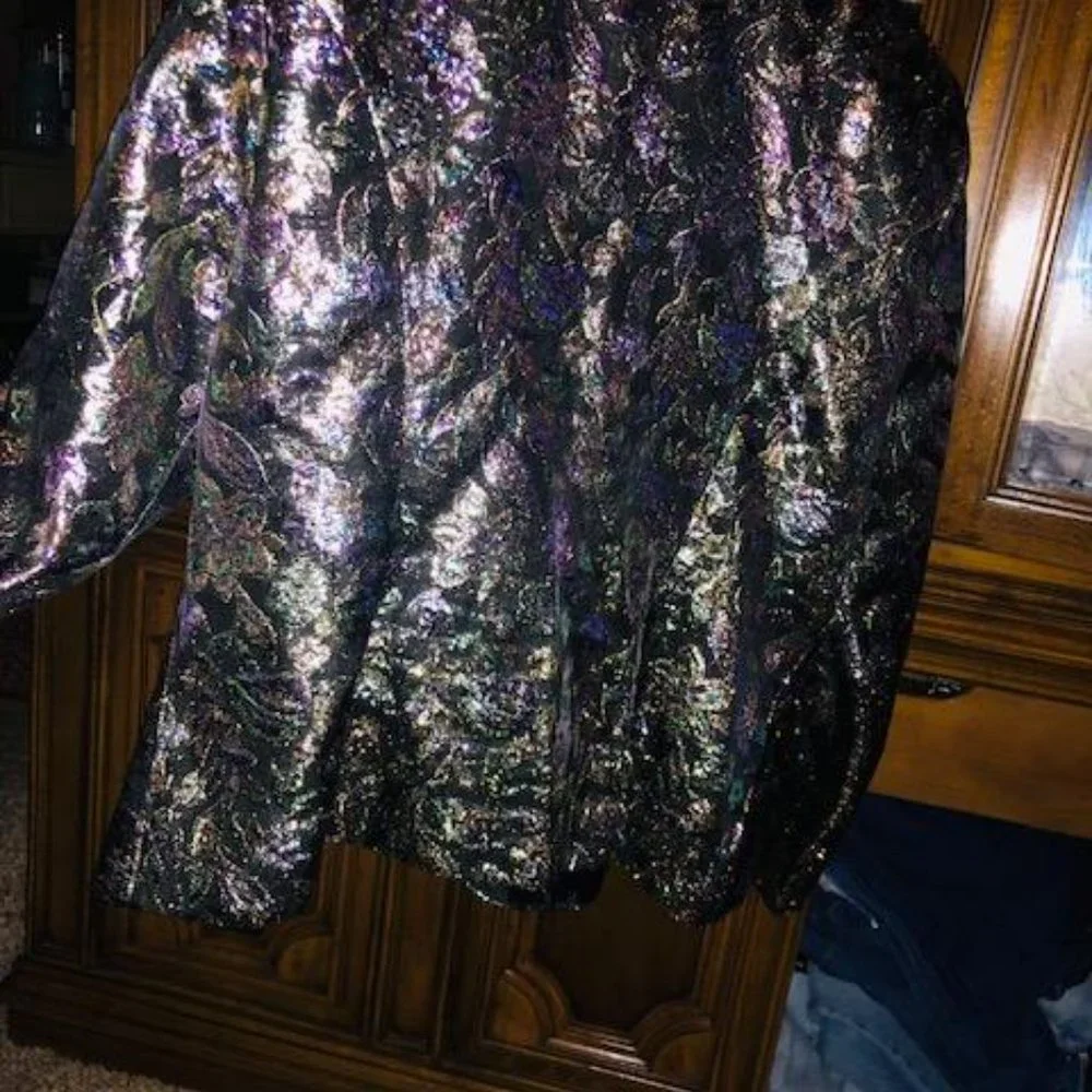 Multi Color Lame Cropped Rocker Jacket - Picture 6 of 8